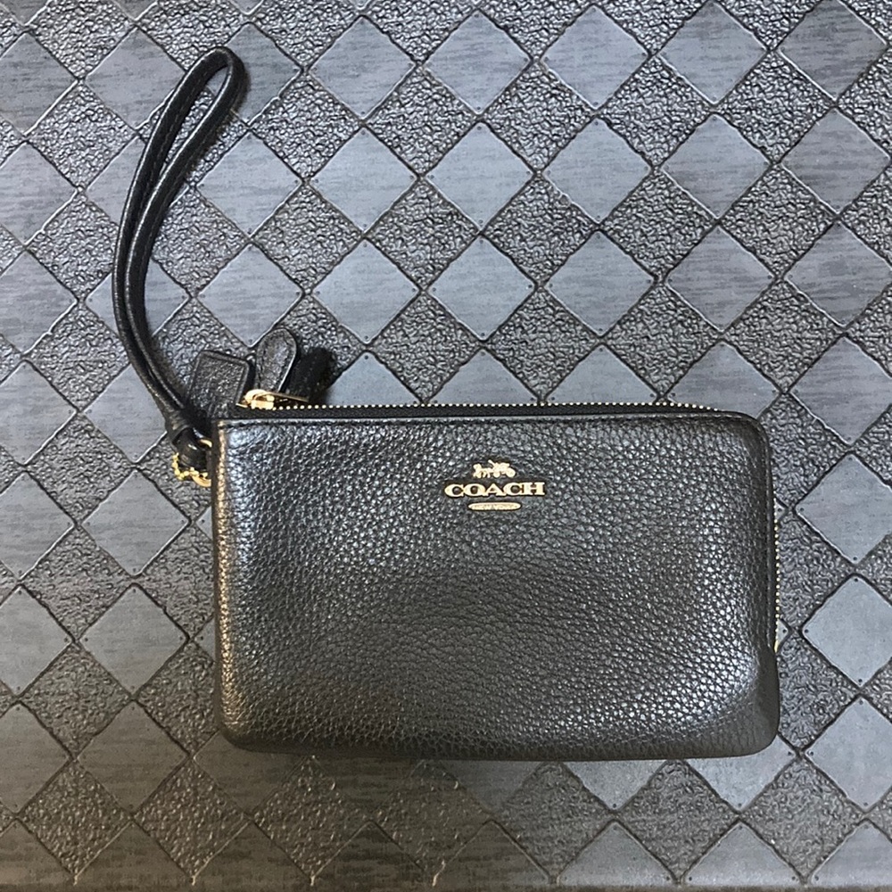 Black coach small size wallet with two pockets